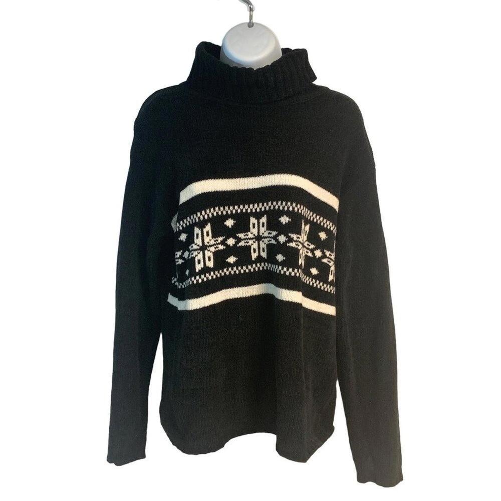 Women's‎ Partners Turtle Neck Snowflake Print Knit  Pullover Sweater Size Small